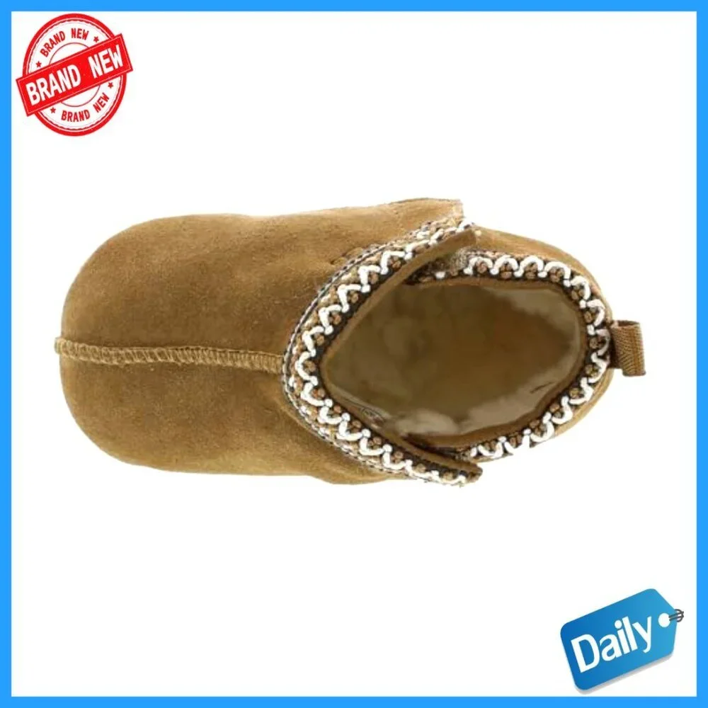 Baby Slippers with Hook Loop Closure Suede Upper Cozy Lining